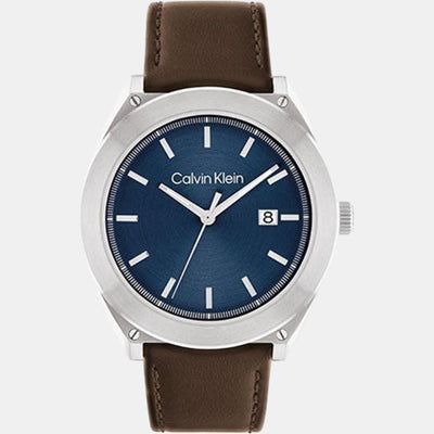 Casual Essentials Men Quartz Blue Dial Analog Leather Watch 25200200