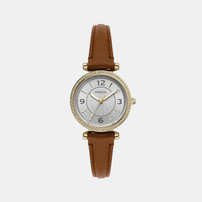 Carlie Women Quartz Silver Dial Analog Leather Watch ES5297