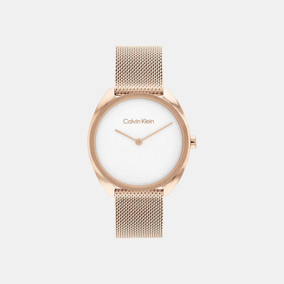 Ck Adorn Women Quartz White Dial Analog Mesh Watch 25200270