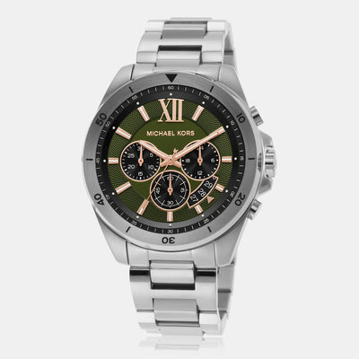 Brecken Men Quartz Green Dial Chronograph Stainless Steel Watch MK8984
