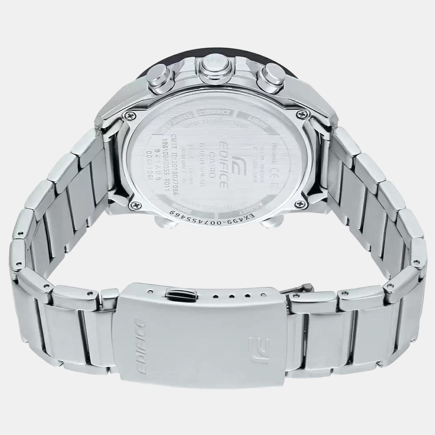 Edifice Men Quartz Black Dial Chronograph Stainless Steel Watch EX499