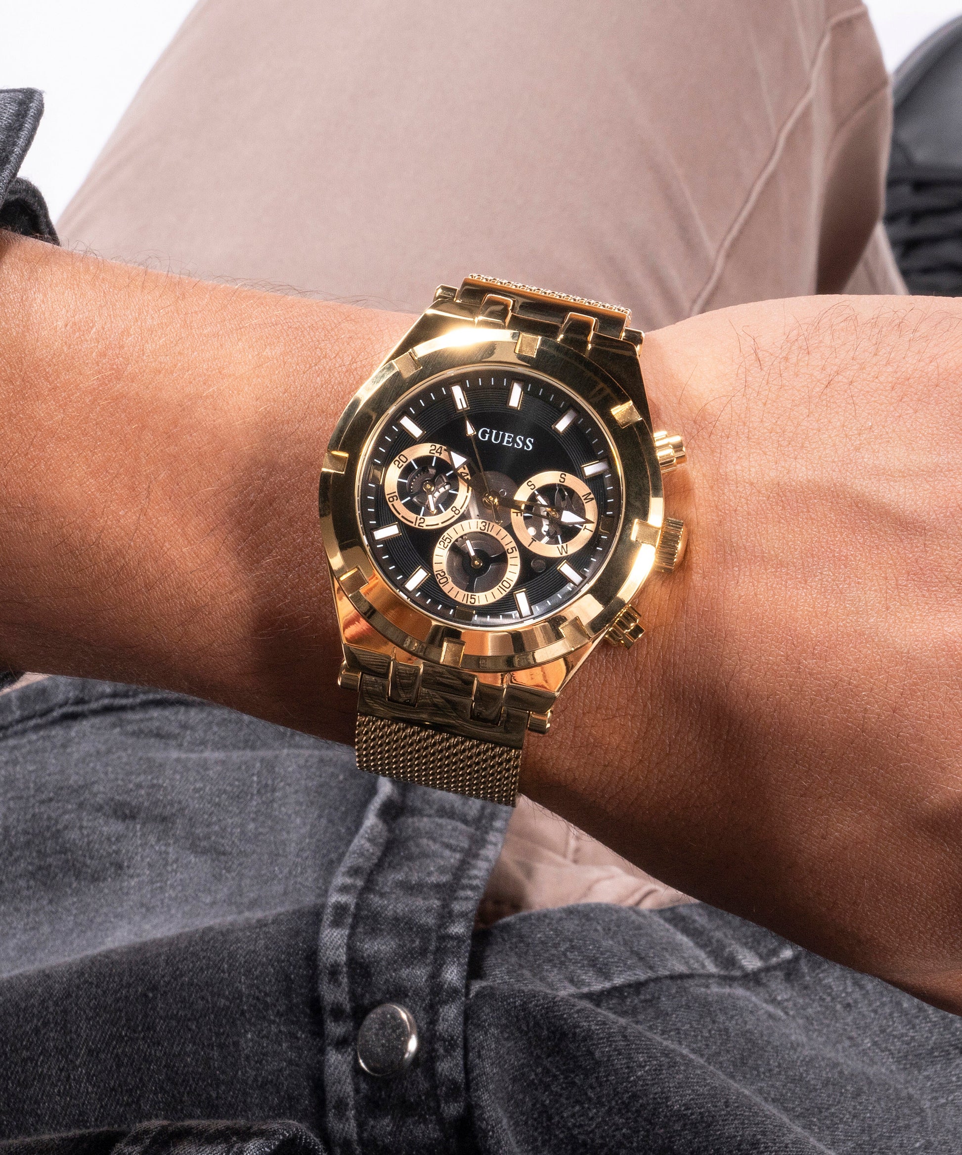 Continental Men Quartz Black Dial Chronograph Stainless Steel Watch GW0582G2