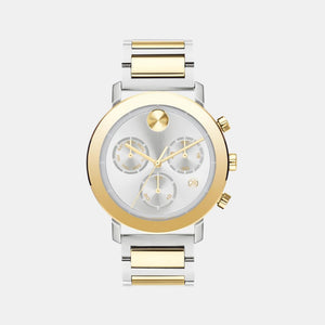 Bold Men Quartz Silver Dial Chronograph Stainless Steel Watch 3600888