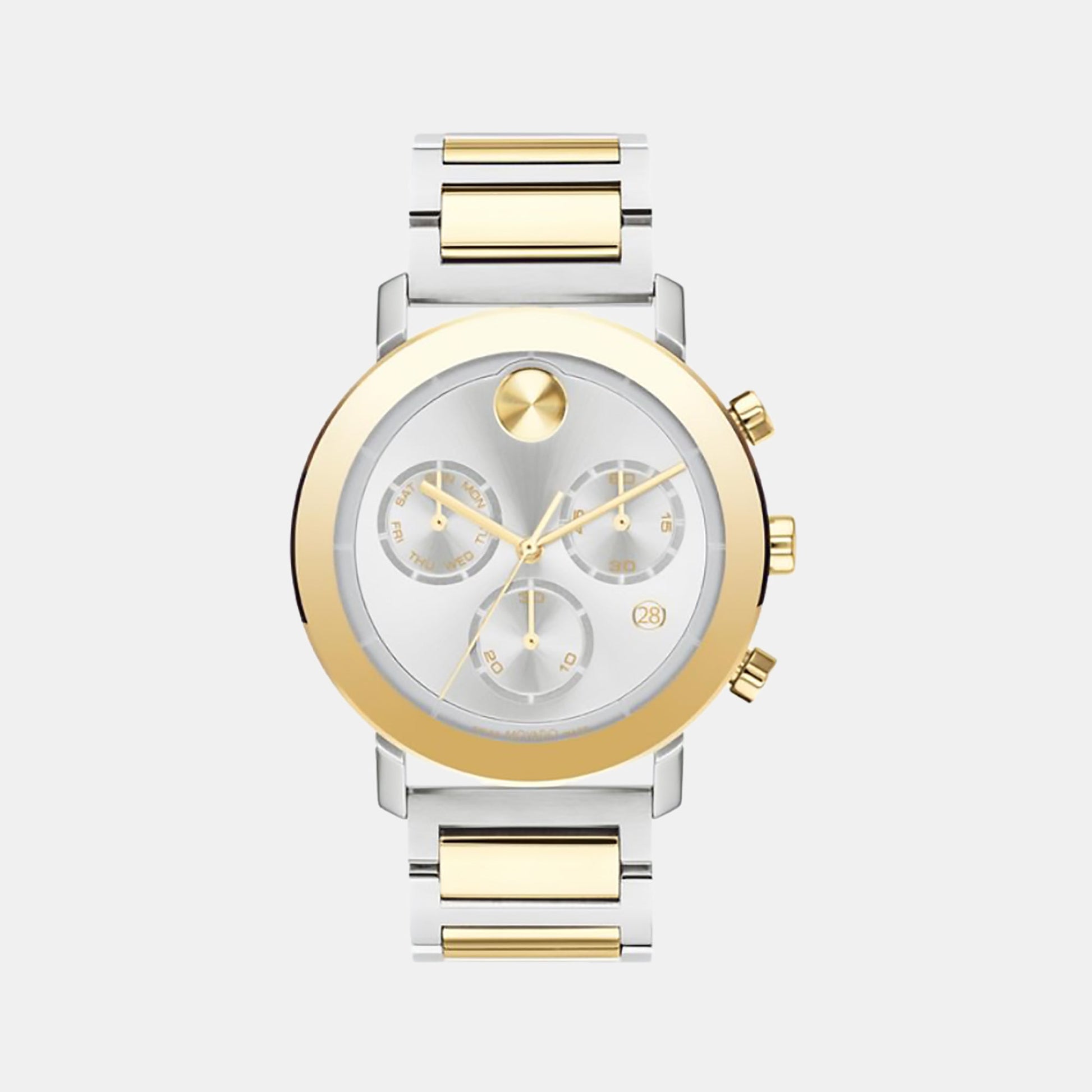 Bold Men Quartz Silver Dial Chronograph Stainless Steel Watch 3600888