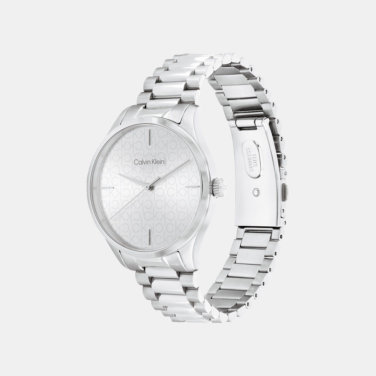 Ck Iconic Unisex Quartz Silver Dial Analog Stainless Steel Watch 25200168
