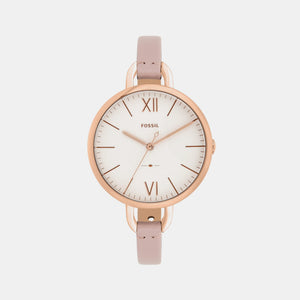 Annette Women Quartz Silver Dial Analog Leather Watch ES4356