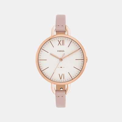 Annette Women Quartz Silver Dial Analog Leather Watch ES4356