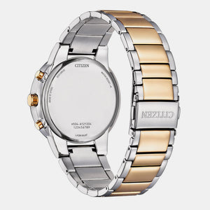 Axiom Men Eco-Drive White Dial Chronograph Stainless Steel Watch AT2244-84A