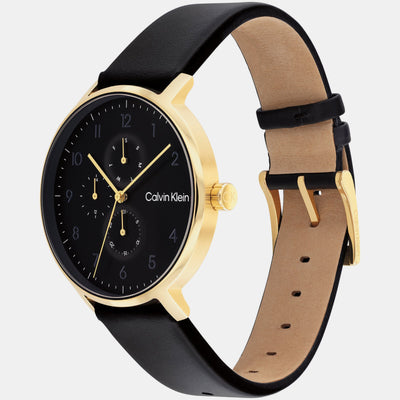 Ck Stun Unisex Quartz Black Dial Analog Leather Watch 25200404