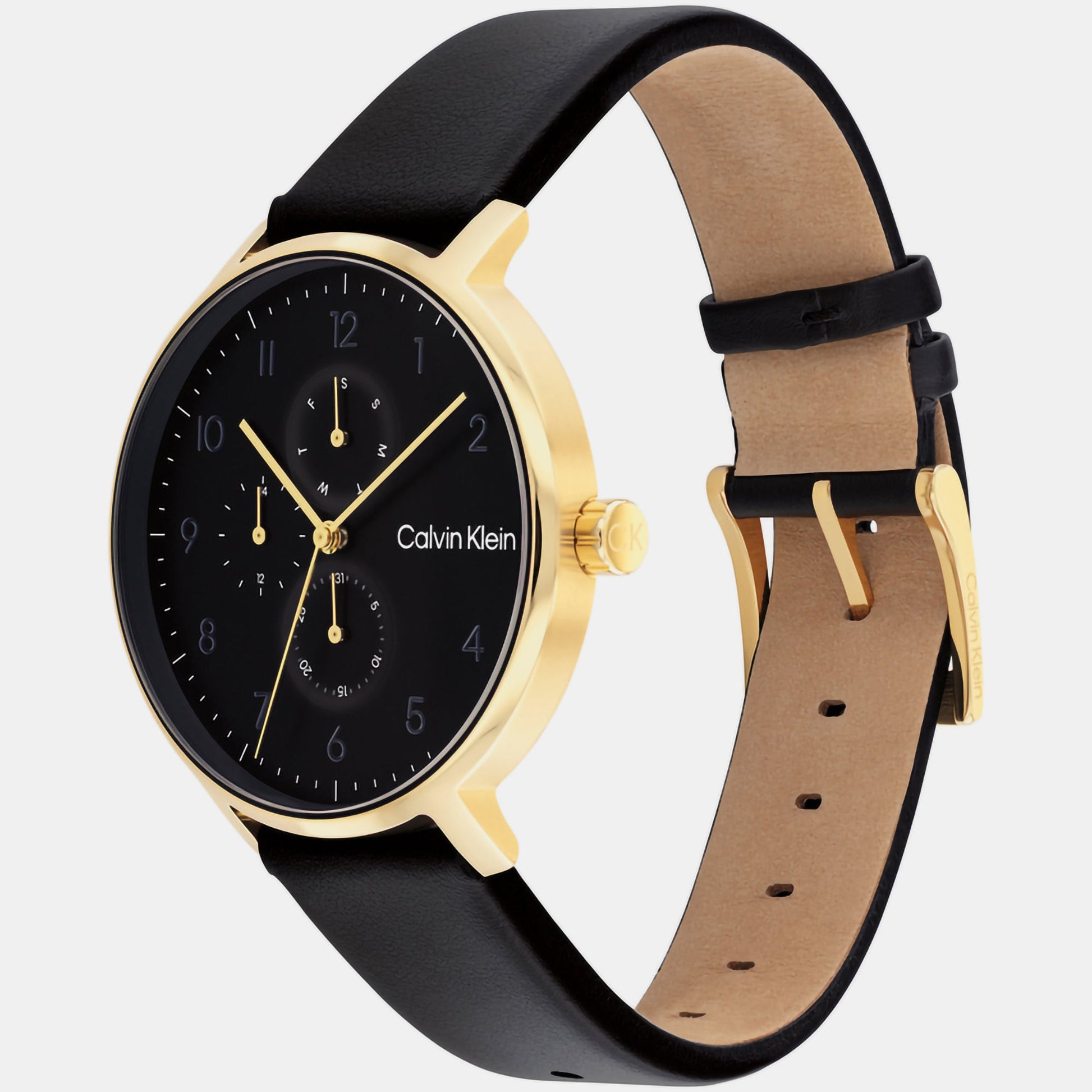 Ck Stun Unisex Quartz Black Dial Analog Leather Watch 25200404