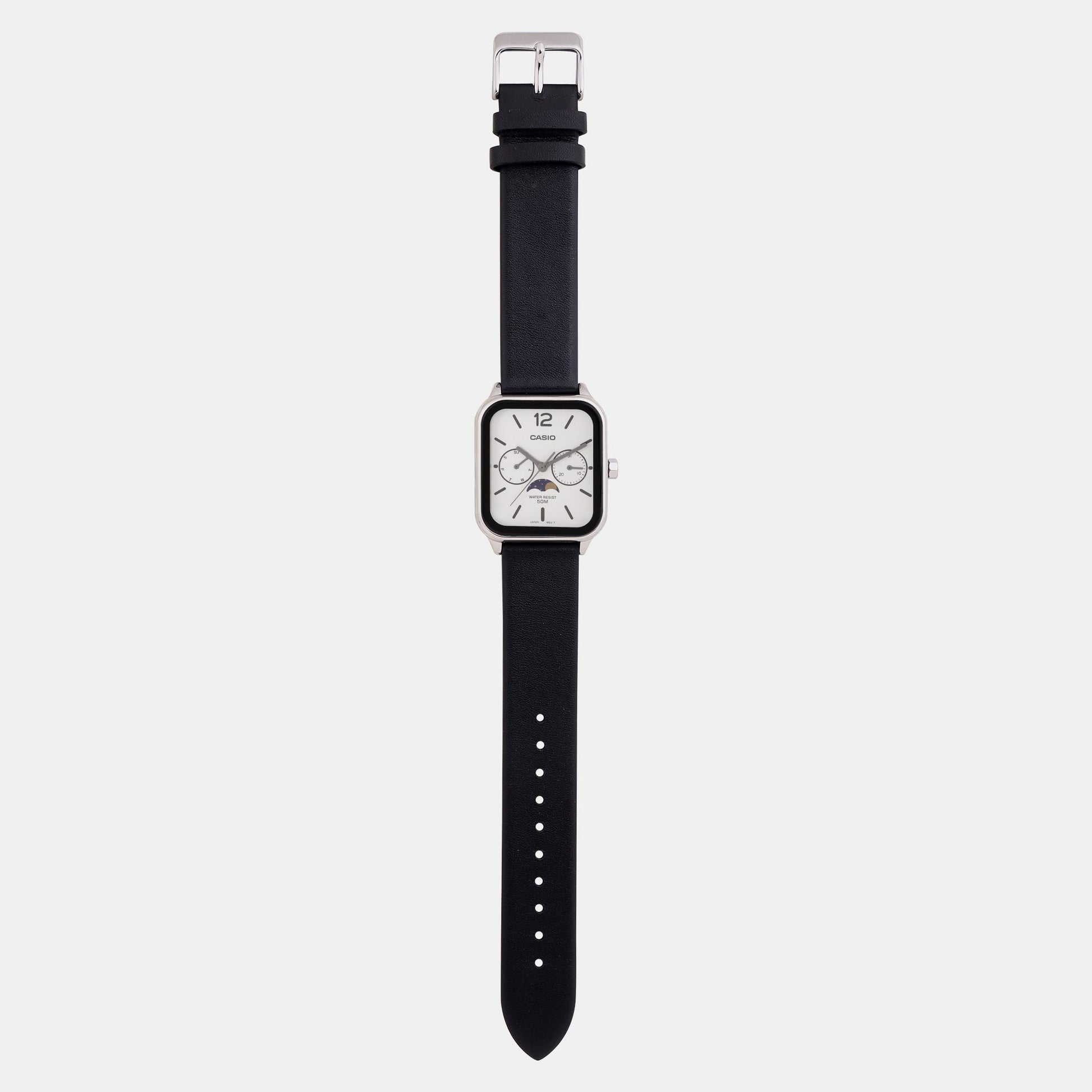Enticer Men Quartz White Dial Chronograph Leather Watch A2186