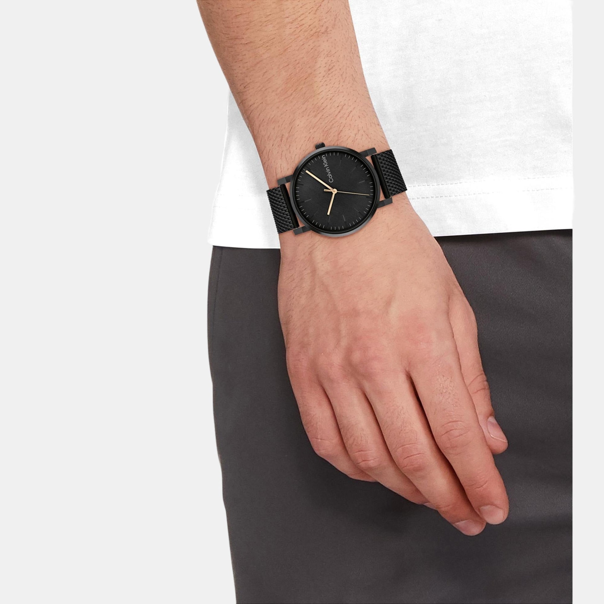Ck Slate Men Quartz Black Dial Analog Stainless Steel Watch 25200259