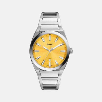 Everett Men Quartz Yellow Dial Analog Stainless Steel Watch FS5985