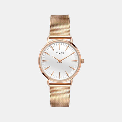 Fashion Women Quartz White Dial Analog Stainless Steel Watch TWEL15606