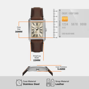 Carraway Men Quartz Cream Dial Analog Leather Watch FS6012