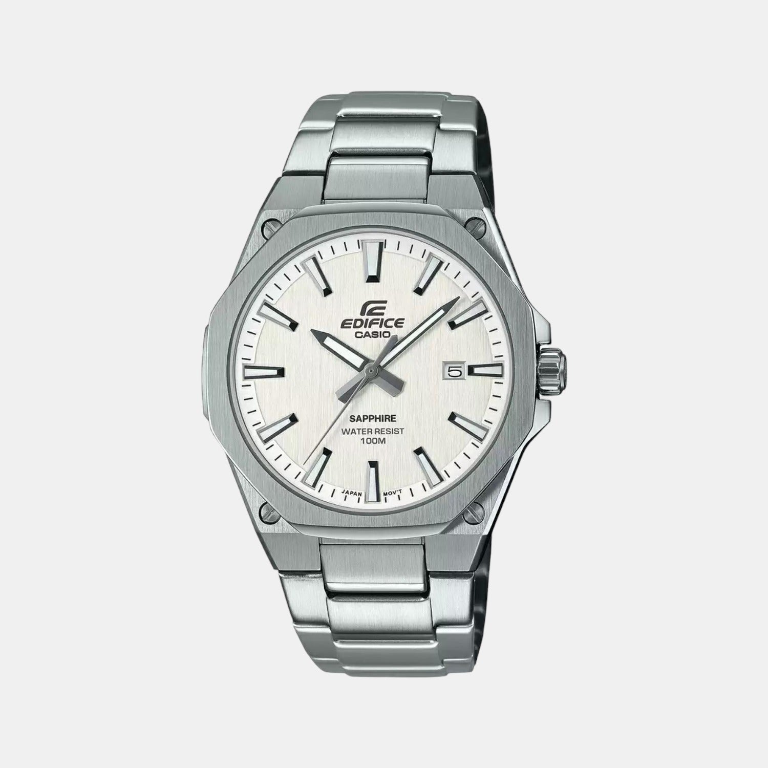 Edifice Men Quartz White Dial Analog Stainless Steel Watch ED540
