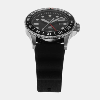 Fossil Blue GMT Men Black Dial Analog Silicone Watch FS6036