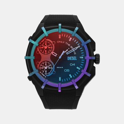 Framed Men Quartz Black Dial Analog Silicone Watch DZ1986