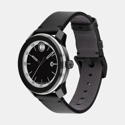 Bold Men Quartz Black Dial Analog Leather Watch 3601154