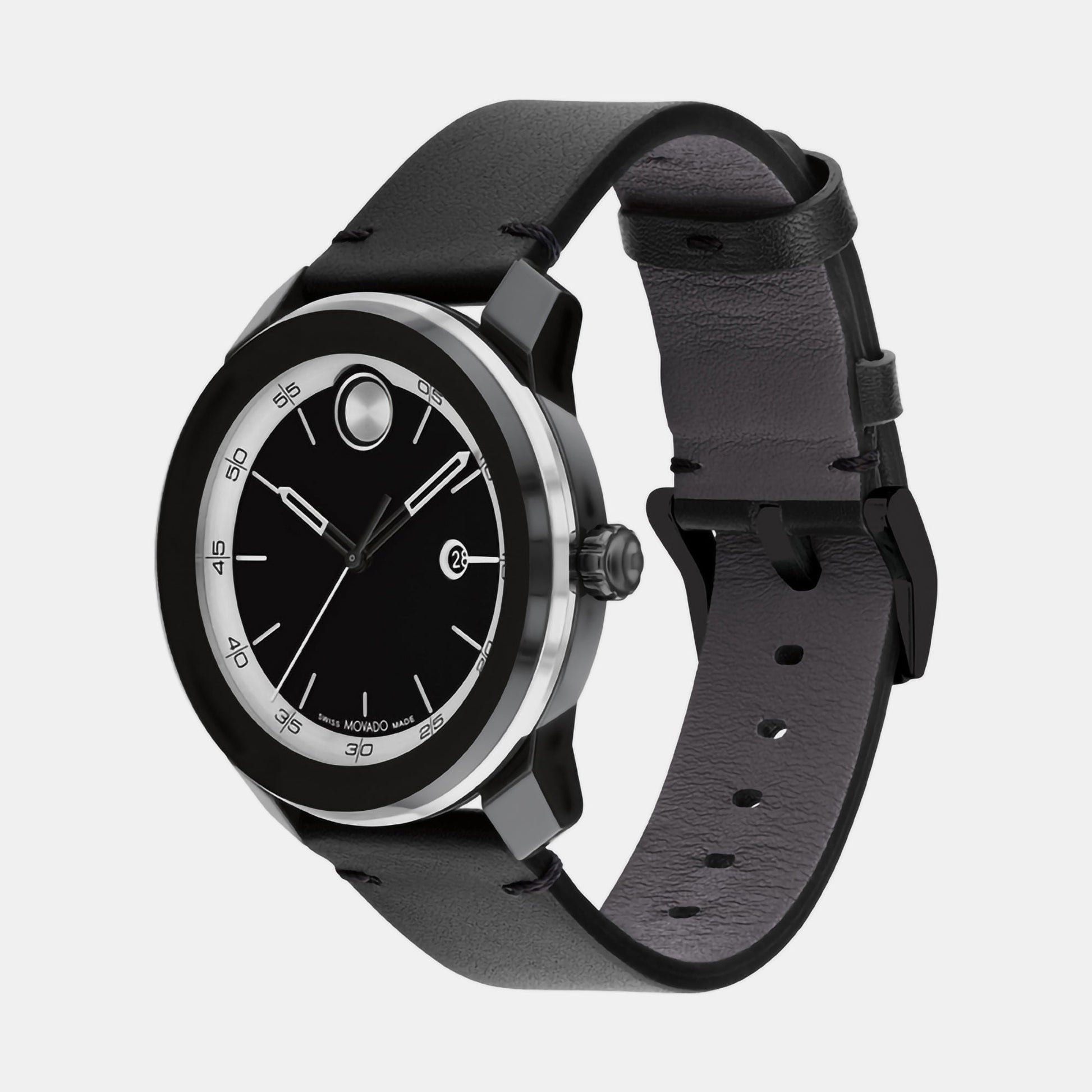 Bold Men Quartz Black Dial Analog Leather Watch 3601154