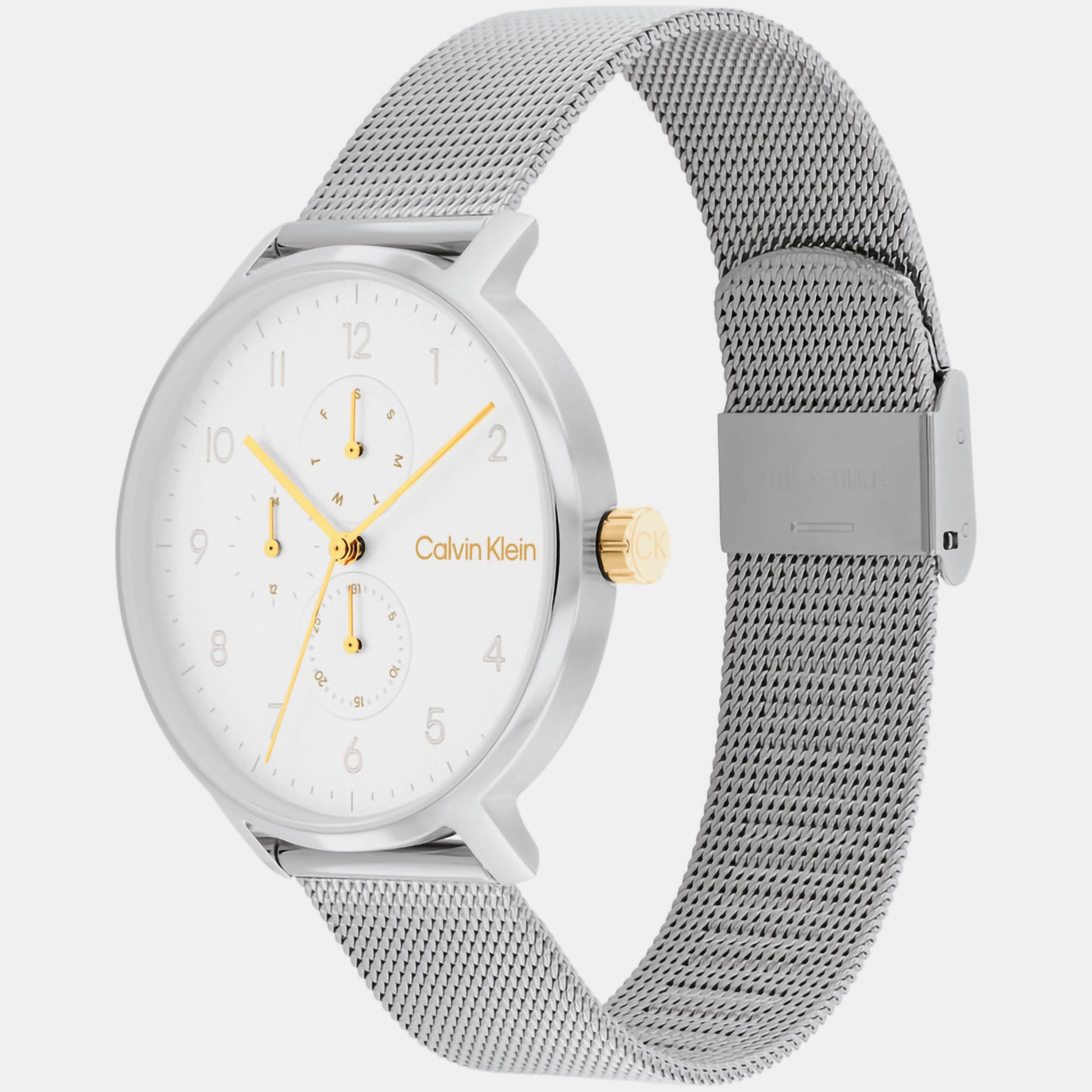 Ck Stun Unisex Quartz Silver Dial Analog Mesh Watch 25200405