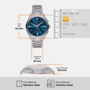 Claudio Men Quartz Blue Dial Chronograph Stainless Steel Watch AR11541