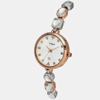 Fria Women Quartz White Dial Analog Brass Watch TWEL17302
