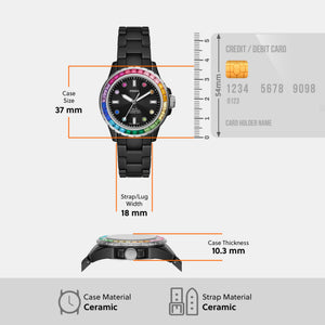 Fb-01 Women Quartz Black Dial Analog Ceramic Watch CE1130