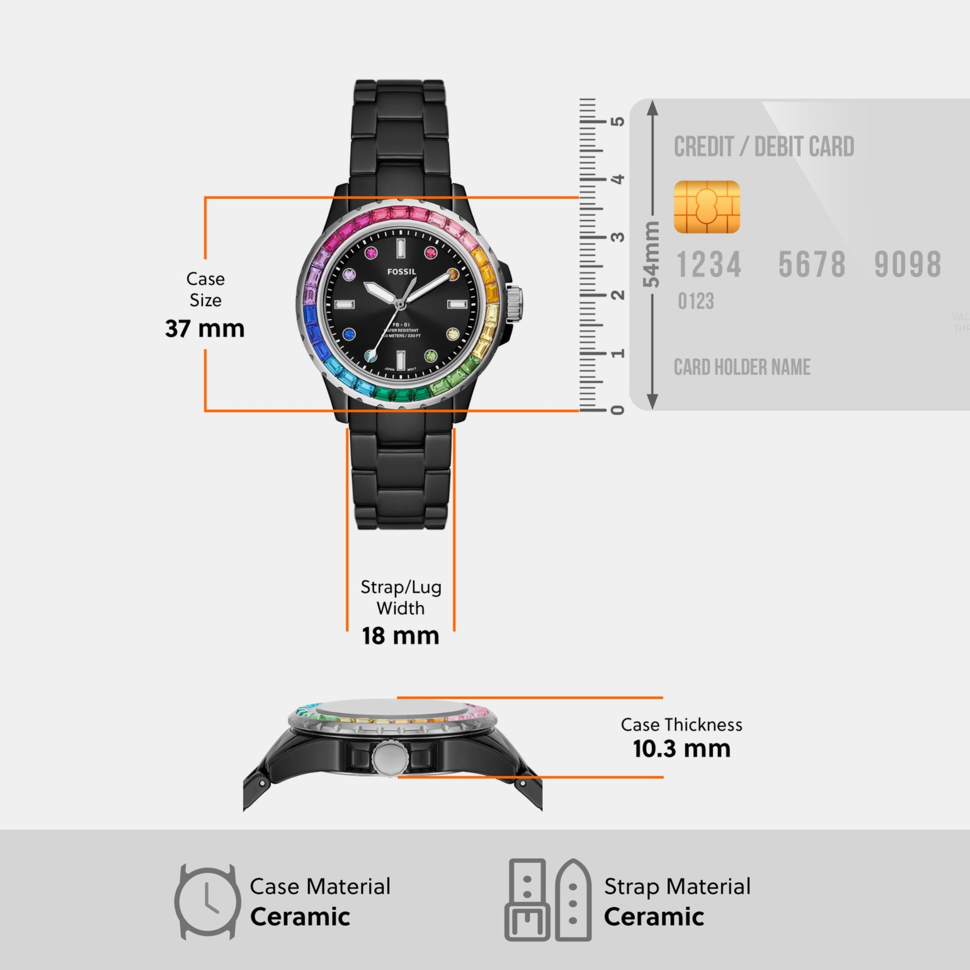 Fb-01 Women Quartz Black Dial Analog Ceramic Watch CE1130