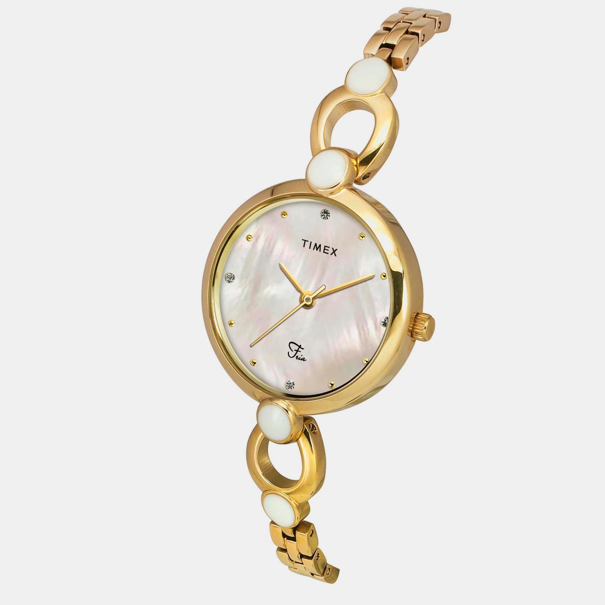 Fria Women Quartz Mother Of Pearl Dial Analog Brass Watch TWEL18101