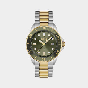 Ace Men Quartz Olive Green Dial Analog Stainless Steel Watch 1514011