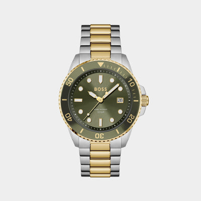 Ace Men Quartz Olive Green Dial Analog Stainless Steel Watch 1514011