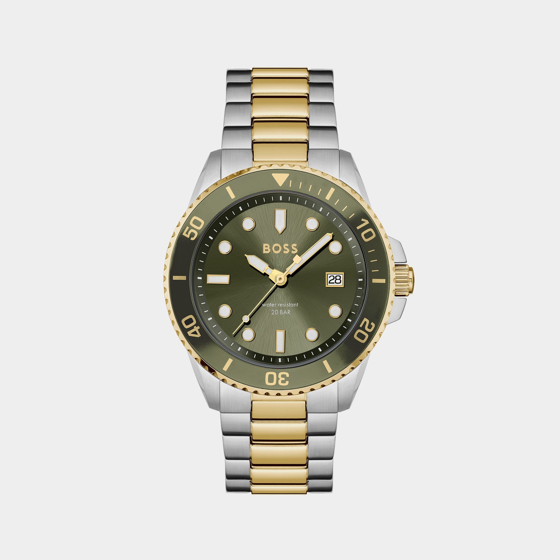 Ace Men Quartz Olive Green Dial Analog Stainless Steel Watch 1514011