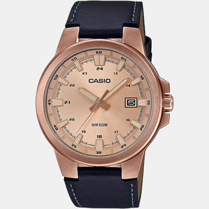 Enticer Men Quartz Rose Gold Dial Analog Leather Watch A1827
