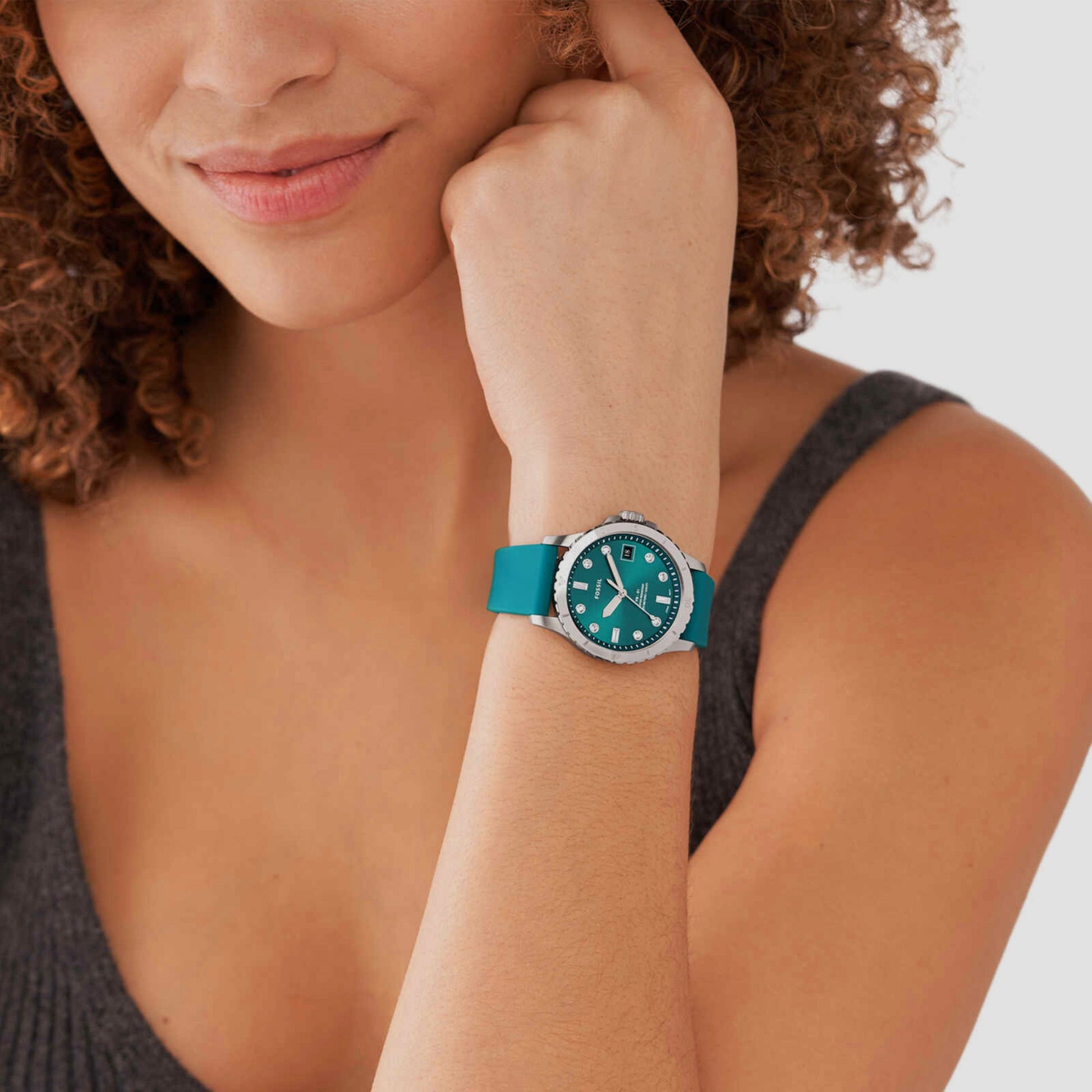 Fb-01 Women Quartz Green Dial Analog Silicone Watch ES5287