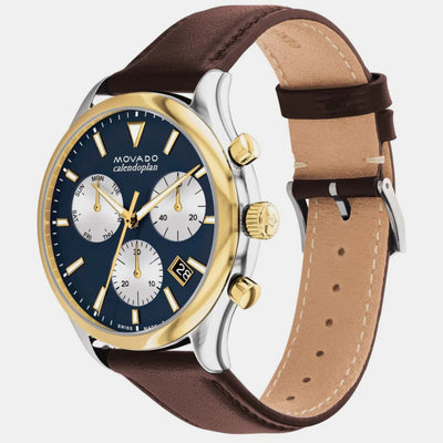 Calendoplan Heritage Men Quartz Blue Dial Chronograph Leather Watch 3650162