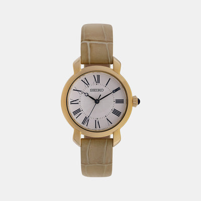 Dress Women Quartz White Dial Analog Leather Watch SUR626P3
