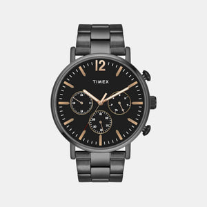 Fashion Men Quartz Black Dial Chronograph Stainless Steel Watch TWEG20010