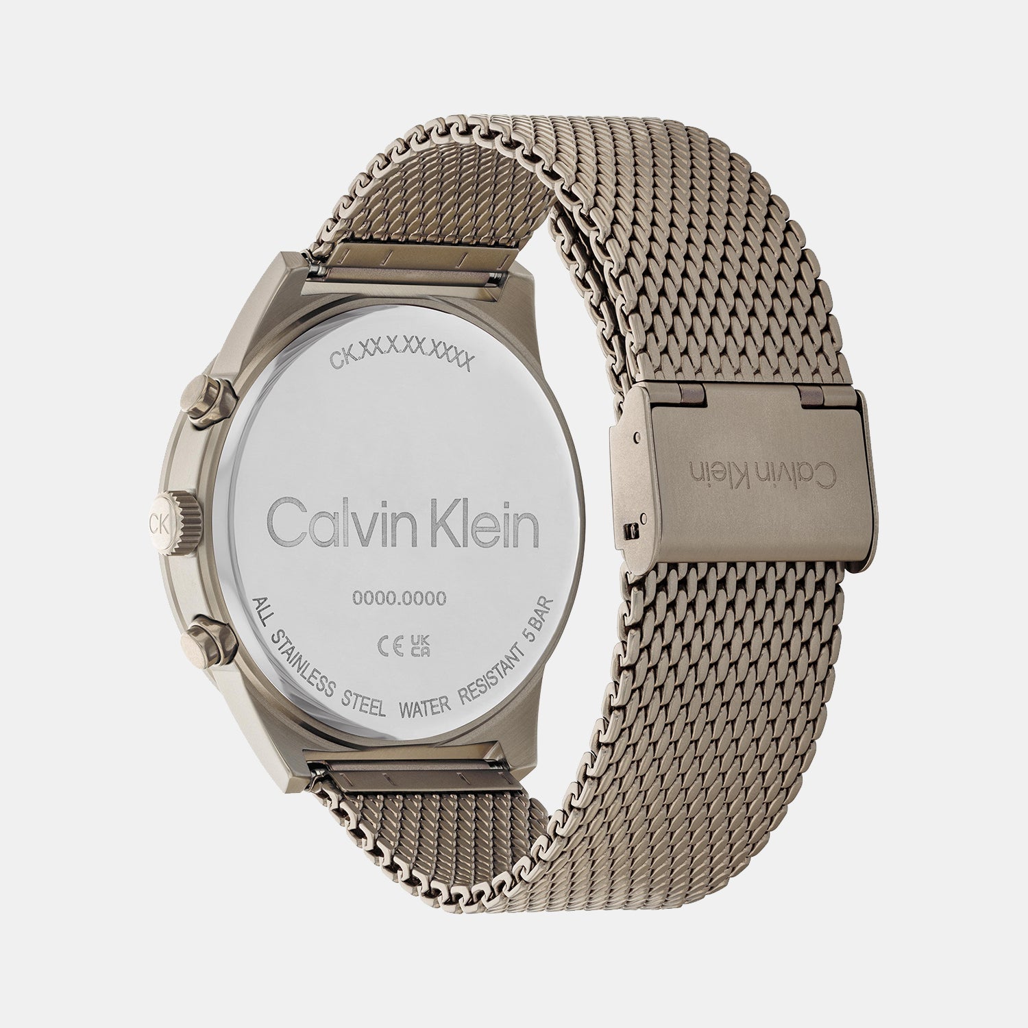 Ck Impressive Men Quartz Khaki Dial Chronograph Mesh Watch 25200297