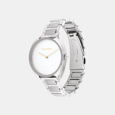 Ck Adorn Women Quartz White Dial Analog Stainless Steel Watch 25200275