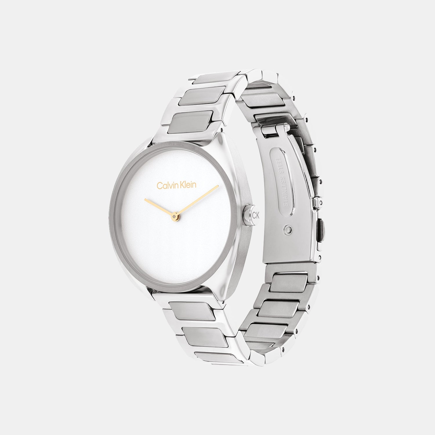 Ck Adorn Women Quartz White Dial Analog Stainless Steel Watch 25200275