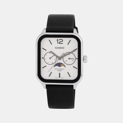 Enticer Men Quartz White Dial Chronograph Leather Watch A2186