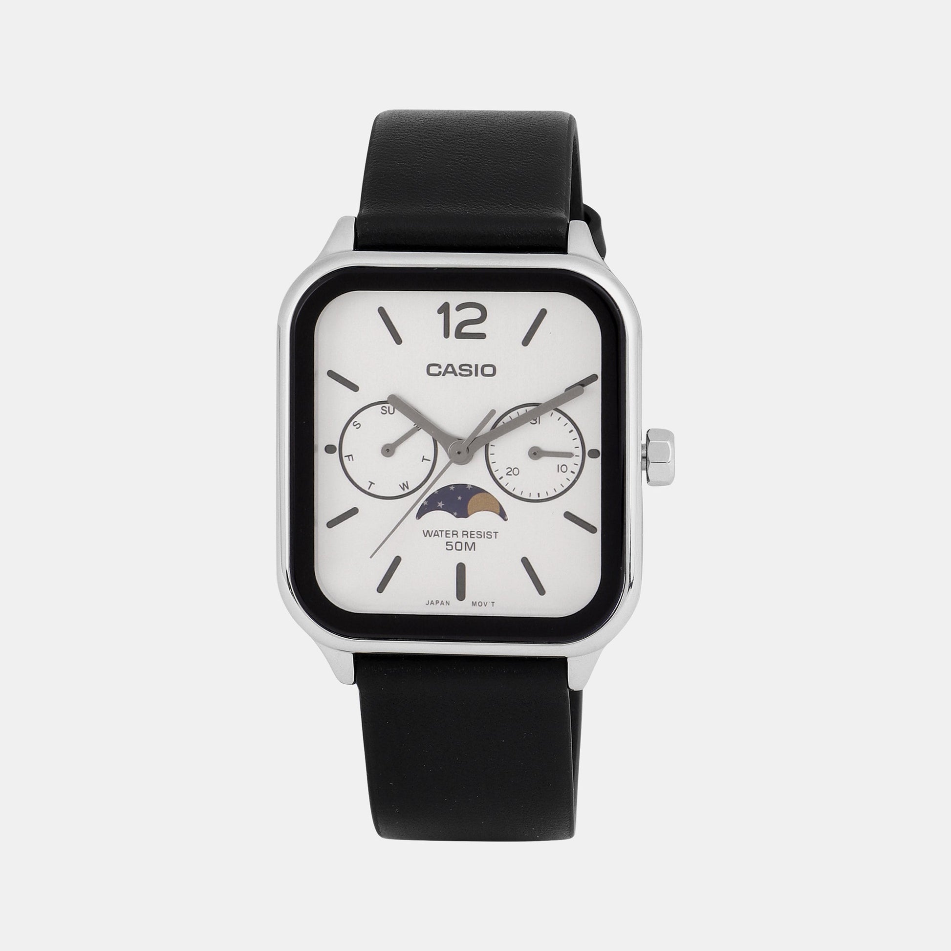 Enticer Men Quartz White Dial Chronograph Leather Watch A2186