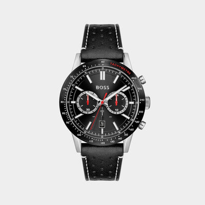 Allure Men Quartz Black Dial Chronograph Leather Watch 1513920