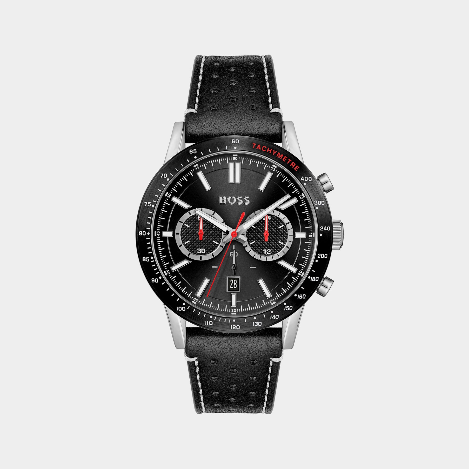 Allure Men Quartz Black Dial Chronograph Leather Watch 1513920