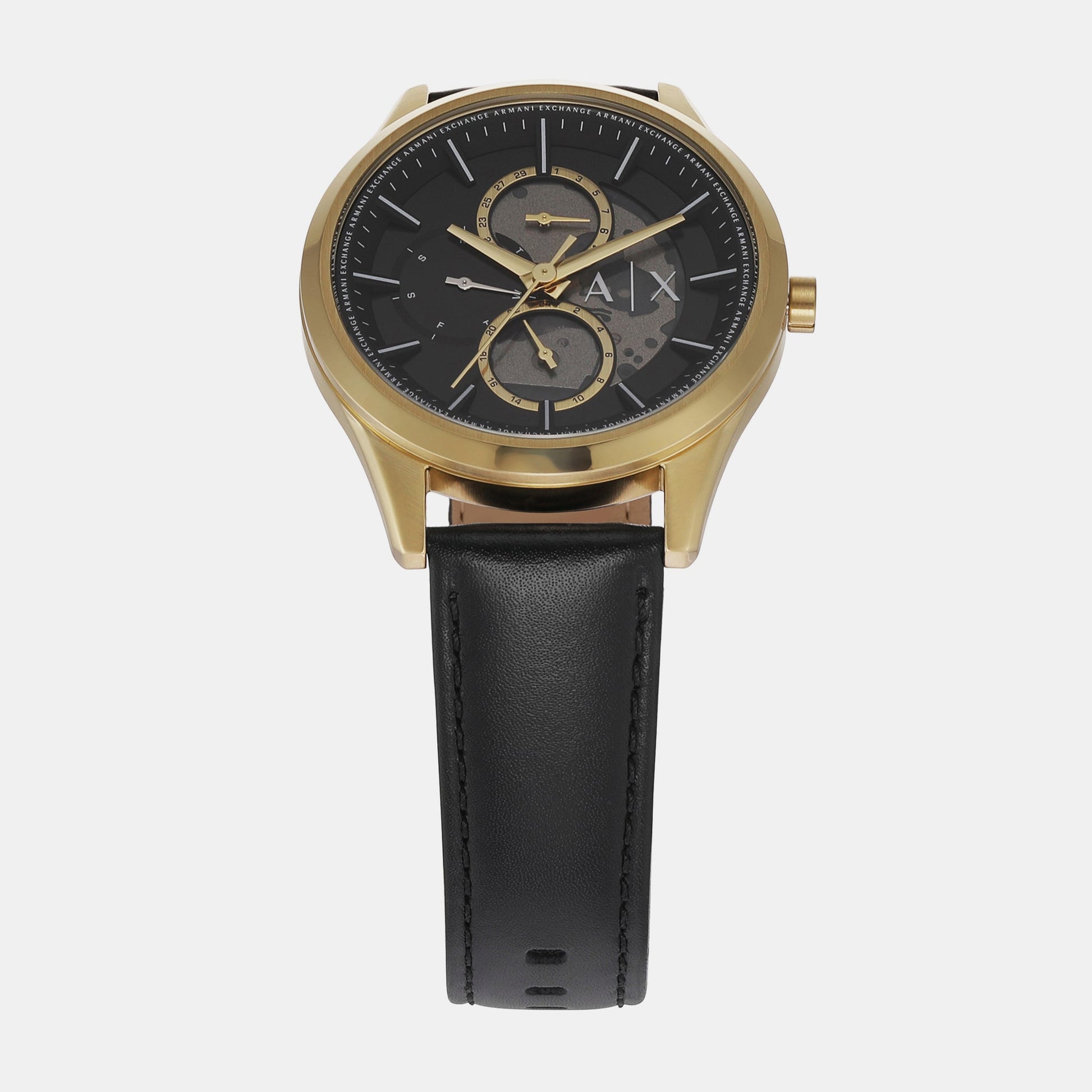 Dante Men Quartz Black Dial Analog Leather Watch AX1876