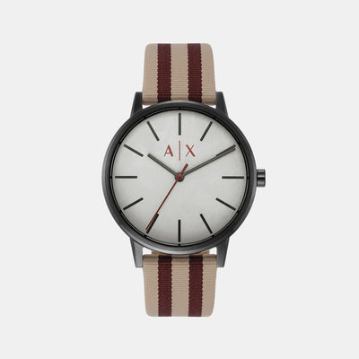 Cayde Men Quartz White Dial Analog Fabric Watch AX2759