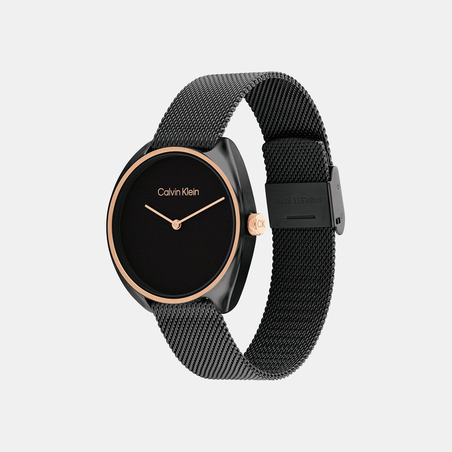 Ck Adorn Women Quartz Black Dial Analog Mesh Watch 25200272