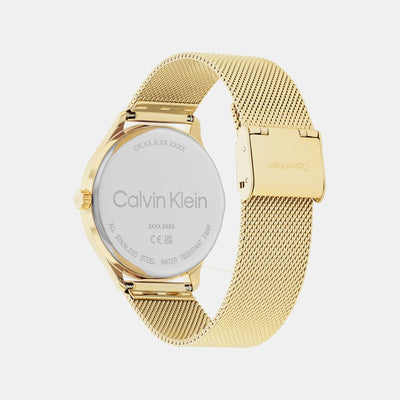 Ck Dress Women Quartz Gold Dial Multi-Function Mesh Watch 25200372