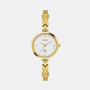 Fria Women Quartz White Dial Analog Brass Watch TWEL18301